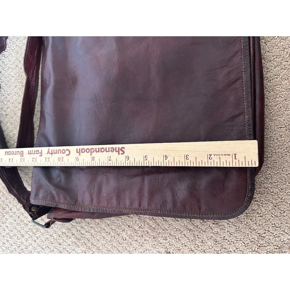 Vintage Leather Messenger Bag Satchel Computer 14 x 12 Supple Custom - Picture 3 of 13